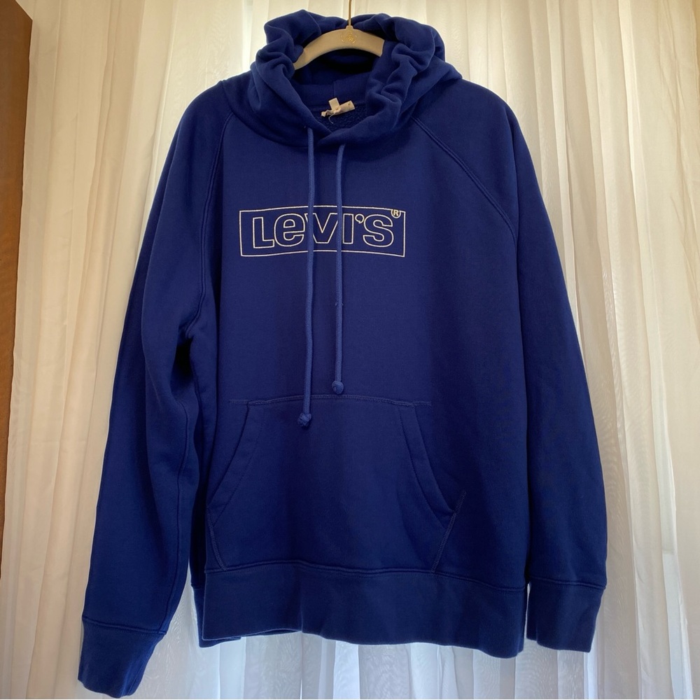 LEVIS Hoodie Cobalt Blue with Graphic Glitter Logo Women’s Size 1X